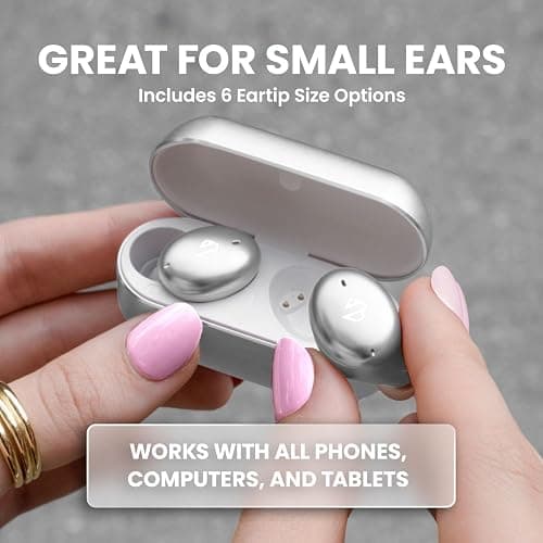 Back Bay Audio Tempo 30 Wireless Earbuds for Small Ears - Award-Winning Sound, Sweatproof Bluetooth Earbuds, Comfortable Ear Buds for Women, Silver Earphones Small Ear Canals, Long Battery Headphones thumbnail 2