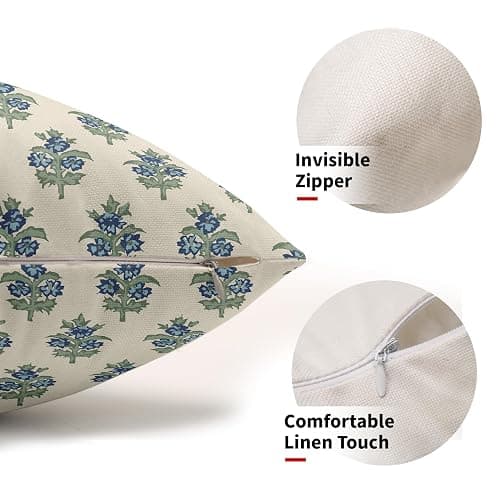 sorfbliss Sage Green Blue Floral Pillow Covers 12x20 Set of 2 Spring Flower Leaves Print Decorative Lumabr Throw Pillow Cases Outdoor Farmhouse Decoration for Sofa Couch Bed thumbnail 5