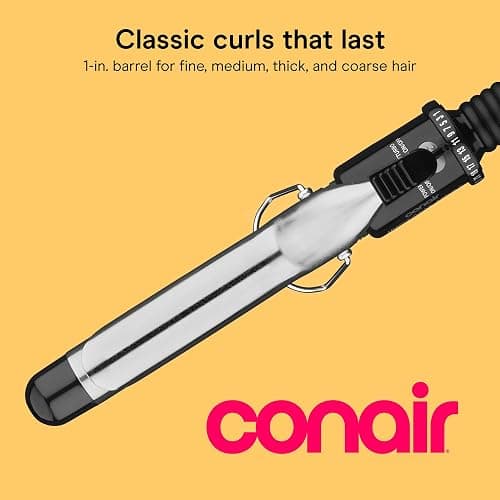 Conair Curling Iron​, Fine to Thick Hair, 1-in. Barrel, Black/Silver | Hair curler with multi-layer technology for tight curls and loose waves, 25 heat settings up to 400°F, and 60-second heat-up thumbnail 2