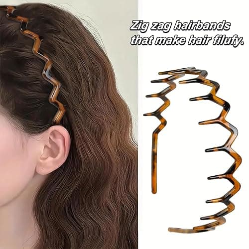 WOVOWOVO Zig Zag Headbands, 2PCS Plastic Wavy Hair Band with Teeth, Comb Headbands for Women and Men, Classic 90s Hairband Hair Styling Accessories thumbnail 5