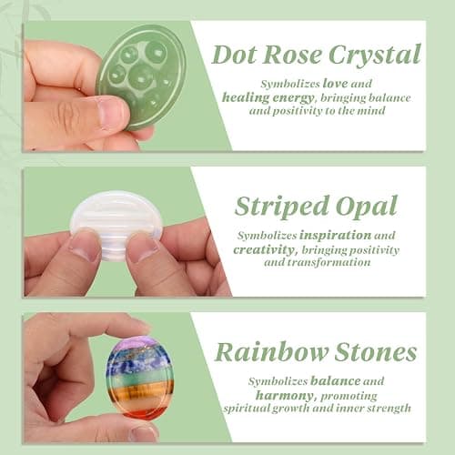 3 Pcs Thumb Worry Stones Green Aventurine Chakra Striped Opalite Anxiety Palm Stone Crystal Hand-Carved Healing Stones with 3 Kraft Cards Grounding Soothing Stones for Anxiety for Relief Meditation thumbnail 6