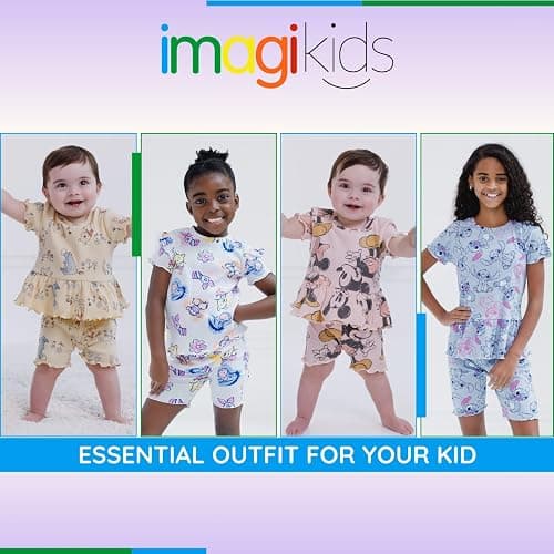 Disney Girls' Ribbed Peplum Tee and Shorts Set for Baby & Kids | 2-Piece Set, Dropneedle Ribbed Fabric, Peplum or Ruffle Accents, Comfortable Elastic Waistband, Soft Cotton Blend thumbnail 3