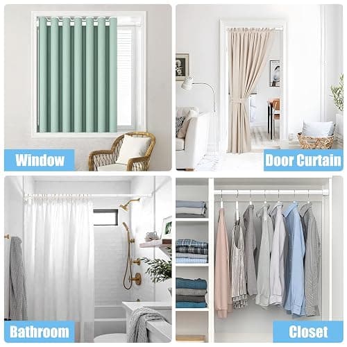 AIZESI Tension Curtain Rod Spring Tension Rods for Windows 28 to 48 Inch, No Drilling, 7/8" Diameter, White Adjustable Curtain Rod, Small Shower Curtain Rod for Bathroom, Doorway, Closet, Kitchen - White - 28" to 48"-1Pcs thumbnail 7