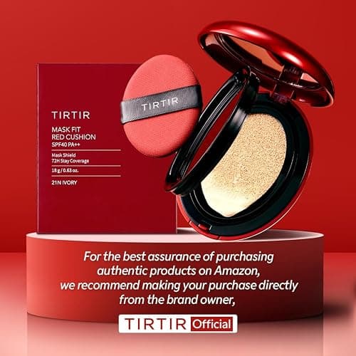 TIRTIR Mask Fit Red Cushion Foundation | Full coverage, Weightless, Skin fit, Satin Glow Finish, Korean Makeup BB Foundation, beauty, Tattoo cover up, Buildable (#40N Cinnamon, 0.63 Fl Oz) thumbnail 8