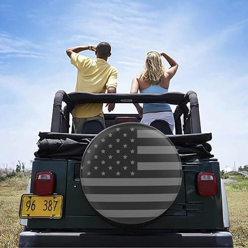 Spare Tire Cover for RV Trailer, Waterproof Leather Wheel Cover with American USA Flag, Camper Spare Tire Cover Fit for Jeep Wrangler Rv SUV Truck Travel Trailer 15" thumbnail 7