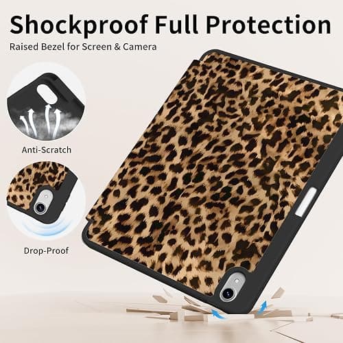 Ouinice Leopard Case for iPad 11th Generation 11 Inch A16 (2025), iPad 10th Generation 10.9" Case 2022, Slim Full Protective Shockproof Cover with Pencil Holder, Trifold Stable Stand, Brown Cheetah thumbnail 5