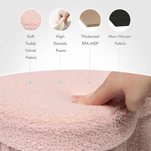 B FSOBEIIALEO Storage Ottoman Cube, Flowers Shaped Ottomans with Storage Foot Stool Footrest for Lving Room, Boucle Ottoman Seat for Dorm Room,Faux Teddy Fur, Pink 12.6"x12.6"x12.6" thumbnail 7