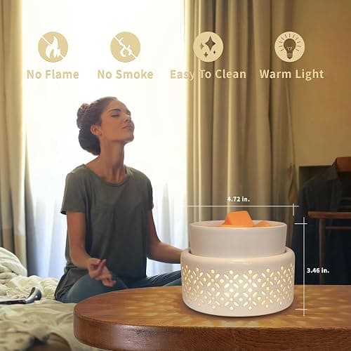 VICTORIA AROMA Ceramic Wax Melt Warmer - LED Night Light Candle Wax Warmer for Scented Wax, Electric Fragrance Wax Melter for Home, Office, Bedroom Decor, and Gifts thumbnail 2