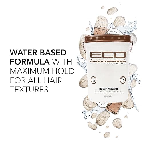 Eco Style Coconut Oil Styling Gel - Adds Luster and Moisturizes Hair - Weightless Styling and Superior Hold - Prevents Breakage and Split Ends - Promotes Scalp Health - Ideal for all Hair - 80 oz thumbnail 2