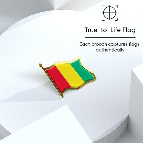 Guinea Flag Lapel Pin - Enamel Metal National Badge | World Travel Souvenir Gifts for Men & Women | Country Flag Patriotic Brooch Bulk Pack of Pins for Hat, Tie, Clothes, Backpack (1pc) thumbnail 4