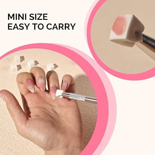 MelodySusie 100Pcs Soft Nail Sponges for Ombre, Nail Art Sponges With Grabbing Pen, Blooming Nails, Gradient Nail, Manicure Nail Art Tools, Professional Accessories Supplies for Home and Salon Use - 100 - White thumbnail 4