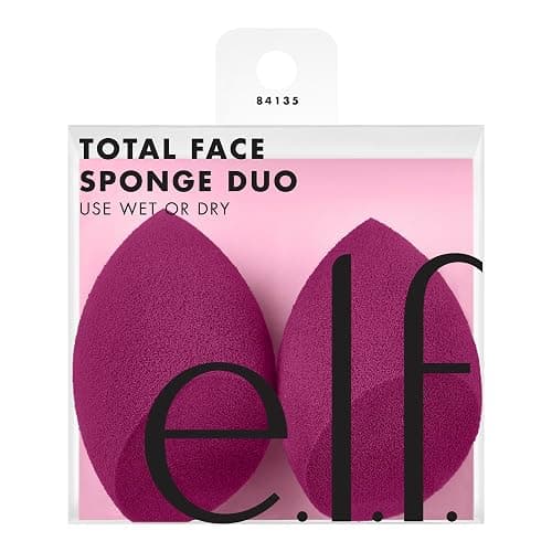 e.l.f. Total Face Sponge Duo, 2 Dual-Ended Vegan Makeup Tools, Flawlessly Applies Liquids & Powders, Travel Size - Image 1