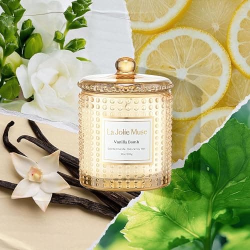 LA JOLIE MUSE Vanilla Bomb Candle –Vanilla, Lemon Zest & Patchouli | 10 oz Natural Soy Wax | 55 Hours Clean Burn | Gift-Ready for Hosts, Gatherings | Elegant Home Décor thumbnail 2