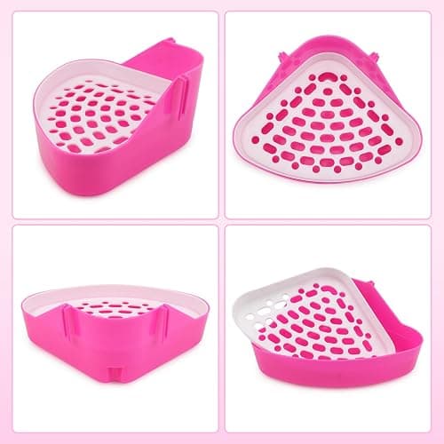 Hypeety Pet Toilet Small Animal Litter Tray Corner for Hamster Guinea Pig Ferret Gerbil Chinchilla Pet Small Rat Toilet Pink thumbnail 4