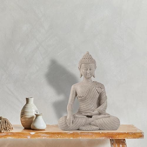 Buddha Statue for Home Decor Beige White-Buddha Statue Large for Spiritual 10.2''-Buddha Decor for Living Room-Buddha Statues for Zen Decor –Indoor Buddha Gift for Shrine , Meditation or Relaxation thumbnail 5