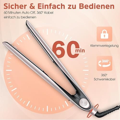 BESTOPE PRO 2 In 1 Glätteisen Locken und Glätten, 15S Schnelle Hitze, Ionenkeramische Haarglätter, Frizz Reduzieren, 3D-Schwebepanel verhindert Haarziehen, LCD-Display, 120-230°C thumbnail 7