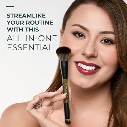Rose and Ben Beauty D2 Concealer & Complexion Brush | Dual-Ended Design for Seamless Blending | Buffing & Setting for Cream, Liquid, and Powder Makeup | Cruelty-Free Fibers thumbnail 4