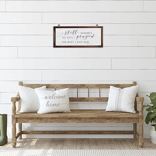 I Still Remember the Days I Prayed for What I Have Now Rustic Hanging Wood Wall Sign Retro Vintage Home Decor Wooden Farmhouse Plaque for Garden Home Farmhouse(White Background) thumbnail 7