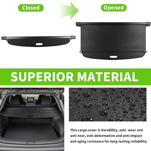 Cargo Cover for Toyota Corolla Cross 2026 2022 2023 2024 2025 Accessories Rear Trunk Cover Rear Trunk Security Cover Shielding Shade, Black (Not for Corolla) thumbnail 2