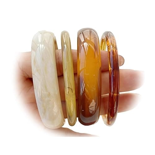 ÌF ME Acrylic Bangles Bracelets for Women, Irregular Acrylic Resin Chunky Bracelets Geometric Fashions Thick Statement bangle Set - Image 1