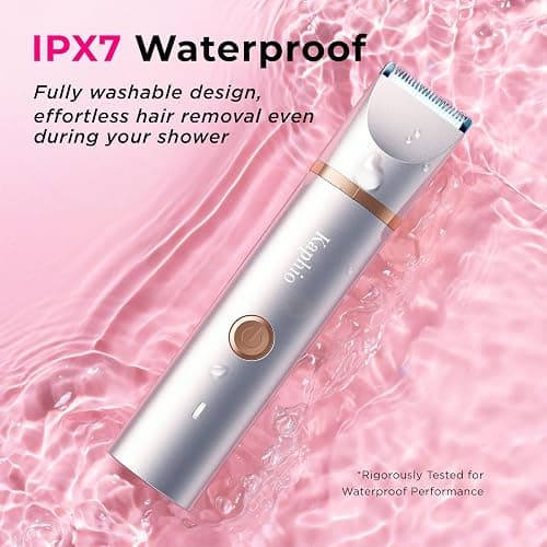 Bikini Trimmer for Women Pubic Hair: 2 in 1 Electric Razors for Women - Rechargeable Electric Shaver - IPX7 Waterproof Bikini Shaver for Travel & Shower Use in Summer (Rose Gold) thumbnail 3