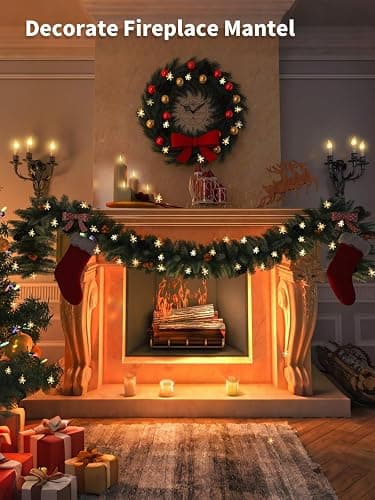 Yoitomehy Snowflake Christmas String Lights, 20 ft 40 LED Battery Operated Christmas Lights, Xmas Decorations Fairy Lights for Bedroom Mantle Window Patio Tree Holiday Room Dorm Decor, Warm White thumbnail 2