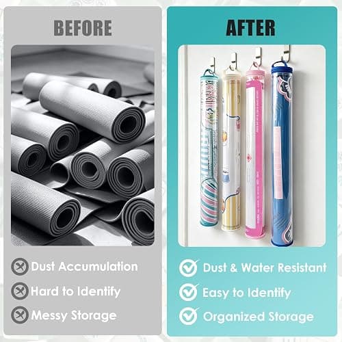 34 Inch Clear Mahjong Mat Bag,Waterproof Storage Bag for Mahjong Mat | with Hanging Strap,Organizer for Mahjong Rack,Board Games,Tripod,Multi-Purpose Storage Bag,Mint Green(Bag Only) thumbnail 4
