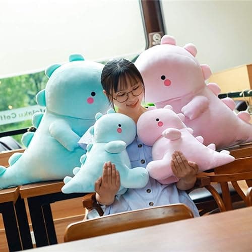 VHYHCY Cute Dinosaur Plush Toys, Fat Dinosaur Stuffed Animals Dolls, Soft Plush Dino Plushie, Birthday Gifts for Kids Girls Boys Pink 12 inch thumbnail 4