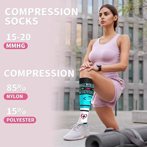 Sooverki Compression Socks for Women & Men 6 Pairs is Best Supportive Knee High Stockings for Circulation, Travel, Nurses thumbnail 2