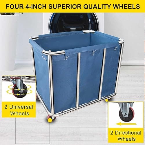 11.35 Bushel Industrial Rolling Laundry Cart,Laundry Basket Bulk Truck Commercial Household,Large Heavy Duty Laundry hampers with Wheels,35.4''Lx25.6''WX31.5''H,400L thumbnail 5