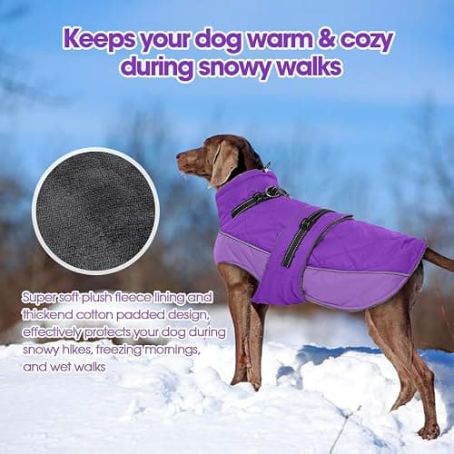 QBLEEV Warm Dog Jacket - Reflective, Adjustable Winter Coat with Turtleneck for Cold Weather, Waterproof Fleece Snowsuit for Small, Medium, Large Dogs thumbnail 3