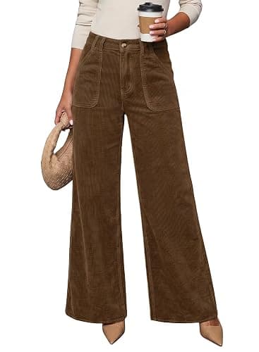 Acelitt Womens Wide Leg Corduroy Pants, S-XXL - Image 1