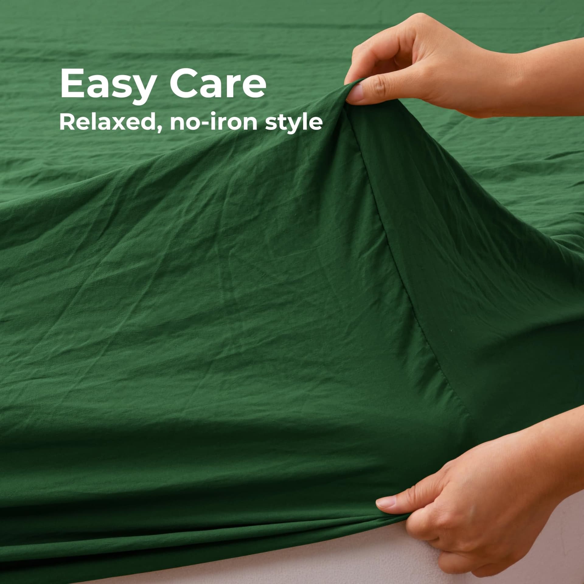 Dreamaker King Single Fitted Combo Microfiber Sheet Set, Ultra Soft Plush Pre Washed Microfibre Bedding, Extra Deep 40cm Fitted Sheet & 1 Pillowcase, 2 Pieces, Hunter Green, King Single Bed thumbnail 5