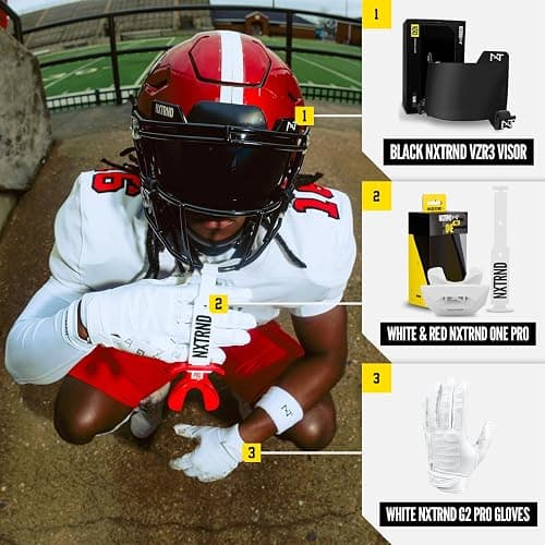 Nxtrnd One Pro Football Mouth Guard, Interchangeable Strap, Fits Adult & Youth (White) thumbnail 6