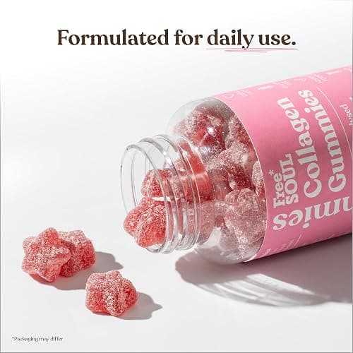 Collagen Gummies by Free Soul | High Strength Marine Collagen Supplement | Advanced Superior Type 1 Hydrolysed Collagen Peptides | Triple Strength Pure Formulation Supplement | 60 Gummies thumbnail 4