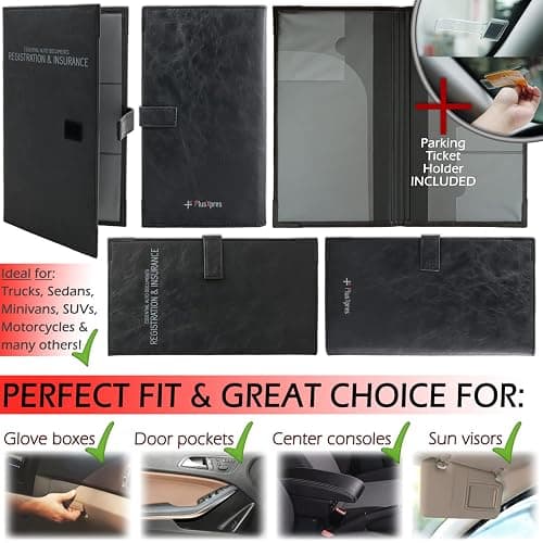 PlusXpres Registration and Insurance Card Holder - Car Organizer - Black | Vehicle Glove Box Document Organizer, Auto Essential Paperwork Holder for Contact Information Cards, Interior Car Accessories thumbnail 7