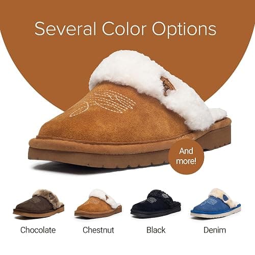 ARIAT Women's Jackie Square Toe Warm Soft Genuine Suede Leather Indoor Outdoor Slippers with Plush Collar thumbnail 8