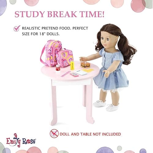Emily Rose 18-inch Doll Clothes - 18-Piece School Essentials Backpack and Lunch Play Set, with Fun Accessories, Including Pretend Food & Working Calculator | USA Business | Compatible with 18" Dolls thumbnail 7