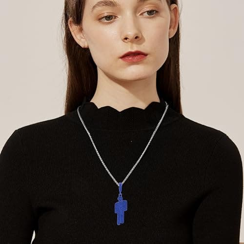 Ticome Women's and Men's Colourful Human Diamond Necklace, Stainless Steel Hip Hop Bad Guy Villain Necklace,Slant Head Trendy Shining Accessories thumbnail 6