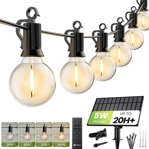 Brightown 158FT Solar String Lights Outdoor Waterproof with Remote, Solar Patio Lights with 75 Shatterproof LED Bulbs, 3 Light Mode, Dimmable & Timer, Hanging String Lights for Porch Garden Bistro - Image 1