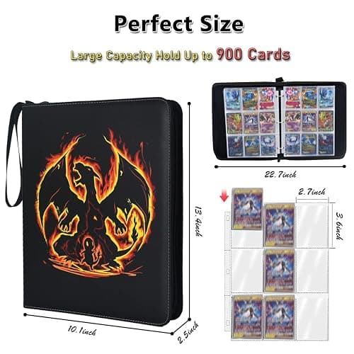 LIMSTDIC Card Binder with Sleeves - 9-Pockets Card Binder Holder Compatible with TCG Trading Cards, Card Storage Album with Zipper for Boys Girls Organized Holds Up to 900 Cards thumbnail 3