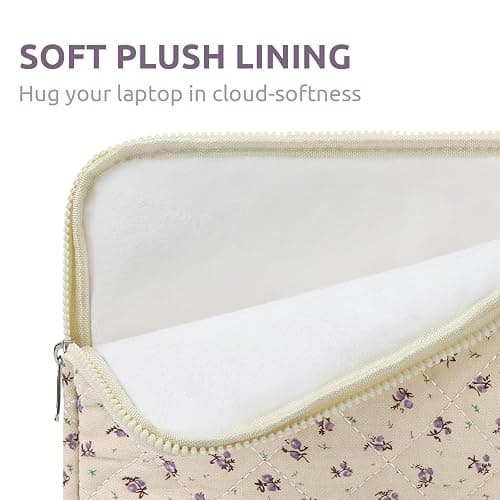 Puffy Laptop Sleeve 13-15.6 Inch Cute Quilted Laptop Protective Case Padded Floral Computer Sleeve for MacBook (A-Purple, 13 Inch) thumbnail 4