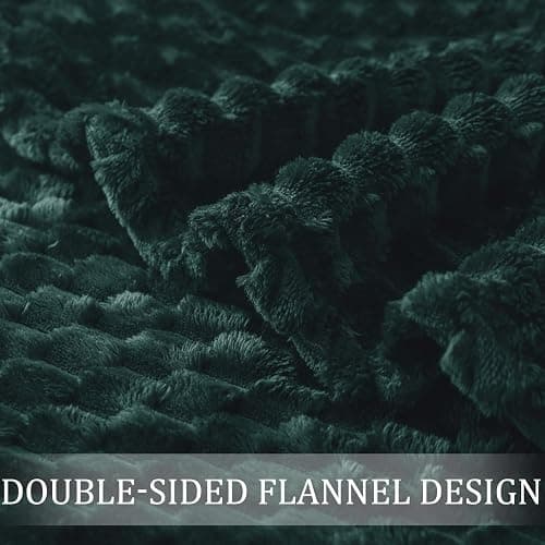 Exclusivo Mezcla Extra Large Fleece Throw Blanket for Couch, 50x70 Inches Stylish Jacquard Soft Throw Blanket, Fuzzy Cozy Lightweight for All Season, Forest Green thumbnail 7