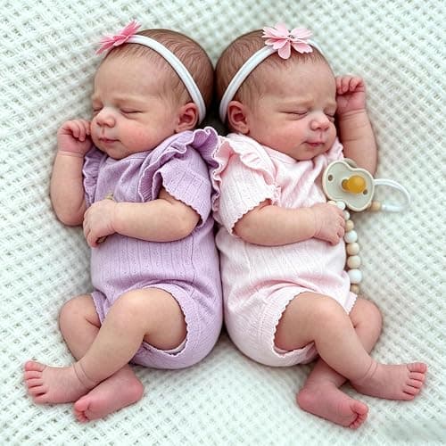 Anano Reborn Baby Dolls Silicone Full Body-18 in Realistic Baby Doll Lifelike, Reborn Twins Girls, Full Silicone Babys Doll Twins That Look Real Life Babys Posable with Accessories thumbnail 5