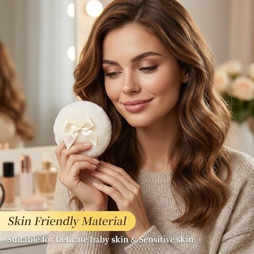 Large Body Powder Puff and Container,Jar Dusting Powder Container with Puff,Reusable Velour Face Body Glitter Wet Dry Makeup thumbnail 7