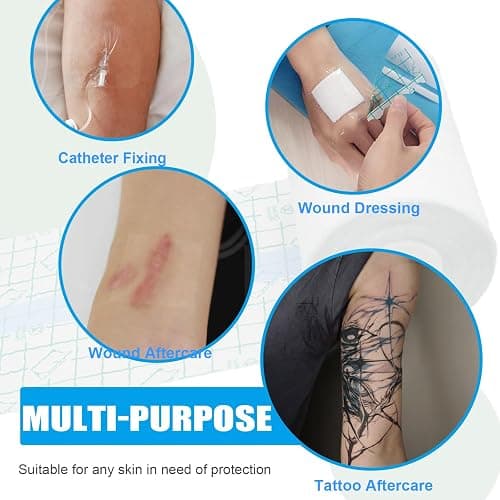 2 Rolls Aftercare Bandage Urknall 6"x4.4Yd Second Skin Tattoo Cover Up Patch Breathable Bandage Tape Waterproof Wraps Transparent Film for Healing, Showering & Color Protection thumbnail 7