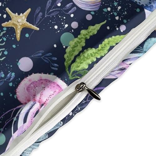 Lnepty Kids Shark Bedding Set,Cartoon Sea Underwater Ocean Whale Turtle Seaweed Blue Funny Marine Animal Kids Toddler Comforter Set with Pillowcase for Bedroom Bed Decor,Twin 86"x70" thumbnail 5