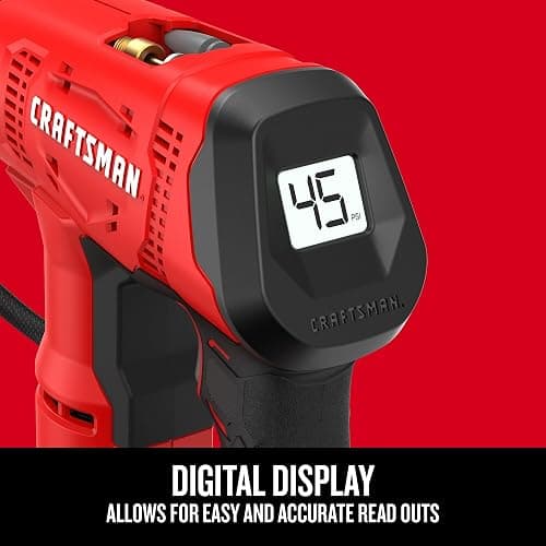 CRAFTSMAN V20 Air Compressor Portable, Cordless Tire Inflator, Up To 150 PSI Tire Pump, with Digital Pressure Gauge, Tool Only (CMCE521B) thumbnail 6