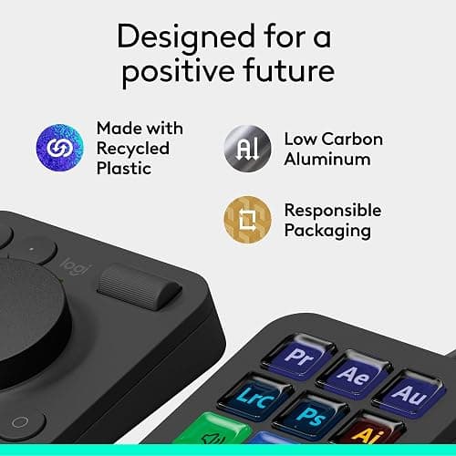 Logitech MX Creative Console - 9 Customizable LCD Keys, Control Dial for Graphic Design, Video Editing, Control Adobe, Zoom, Spotify and More - Graphite, with 3-Month Adobe Creative Cloud Membership - Graphite thumbnail 10