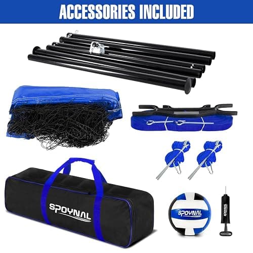 Outdoor Portable Volleyball Net Set with Adjustable Height Steel Poles, Volleyball, Anti-sag Winch System, Pump, Boundary Line, and Carry Bag for Backyard, Beach, Lawn thumbnail 6